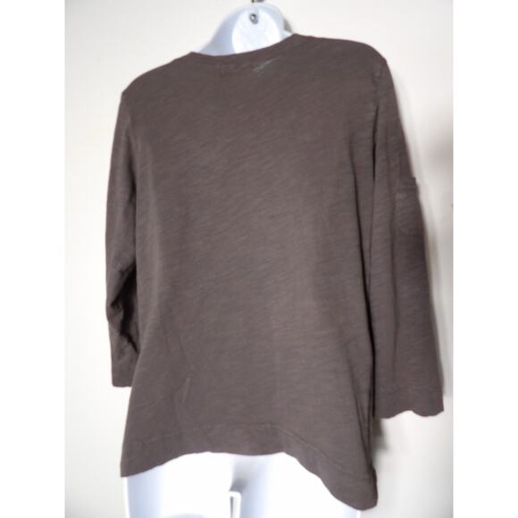 Fresh Produce Medium Top Shirt Gray V Neck Basic Long Sleeve Solid Core - Picture 4 of 11